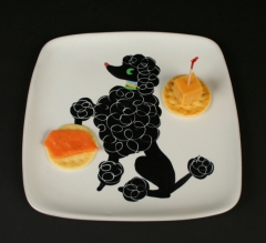 Glidden Pottery Chi Chi poodle plate with appetizers