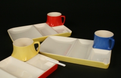 snack set trays with built-in ashtrays, with candy cigarette