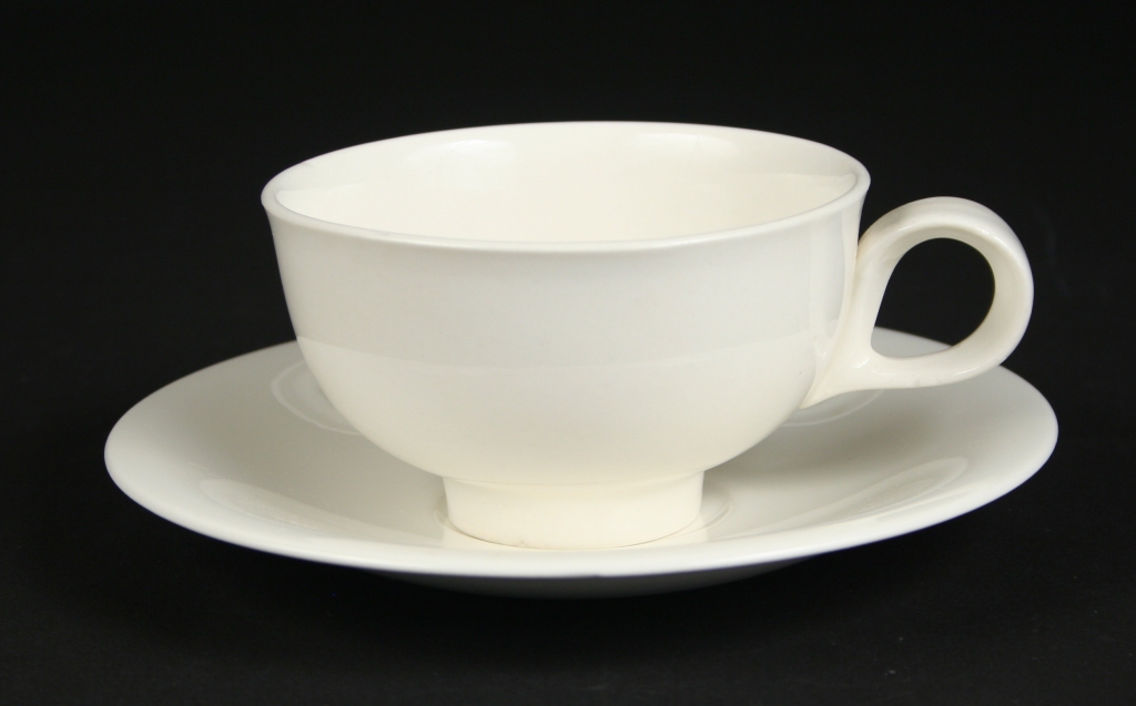 Hall China, Co., East Liverpool, Ohio (est, 1903), Eva Zeisel, designer (American, b. Budapest 1906-2011), Hallcraft Tomorrow’s Classic white cup and saucer, 1950s china, glazed, Gift of Margaret Carney and Bill Walker, 2019.171