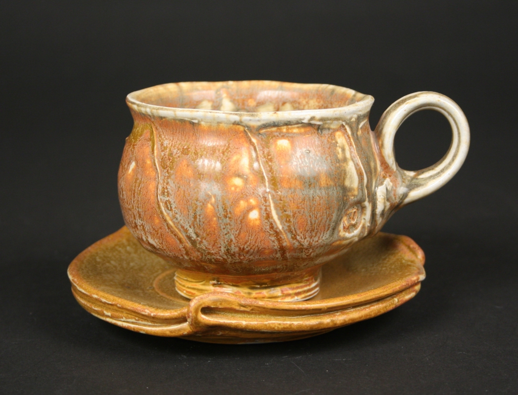 Josh DeWeese (American, b. 1963), soda fired cup and saucer, 2019, porcelain, glazed, Museum Purchase, 2019.166